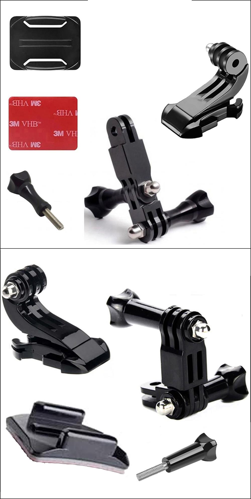 Gplus BS08KVJ 8 Parça Oval Zemin Kavisli Yüzey Vidalı J-Hook 3 Yollu Aksiyon Kamera Uyumlu 3M Yapışkan Motor Kask Bağlantı Seti