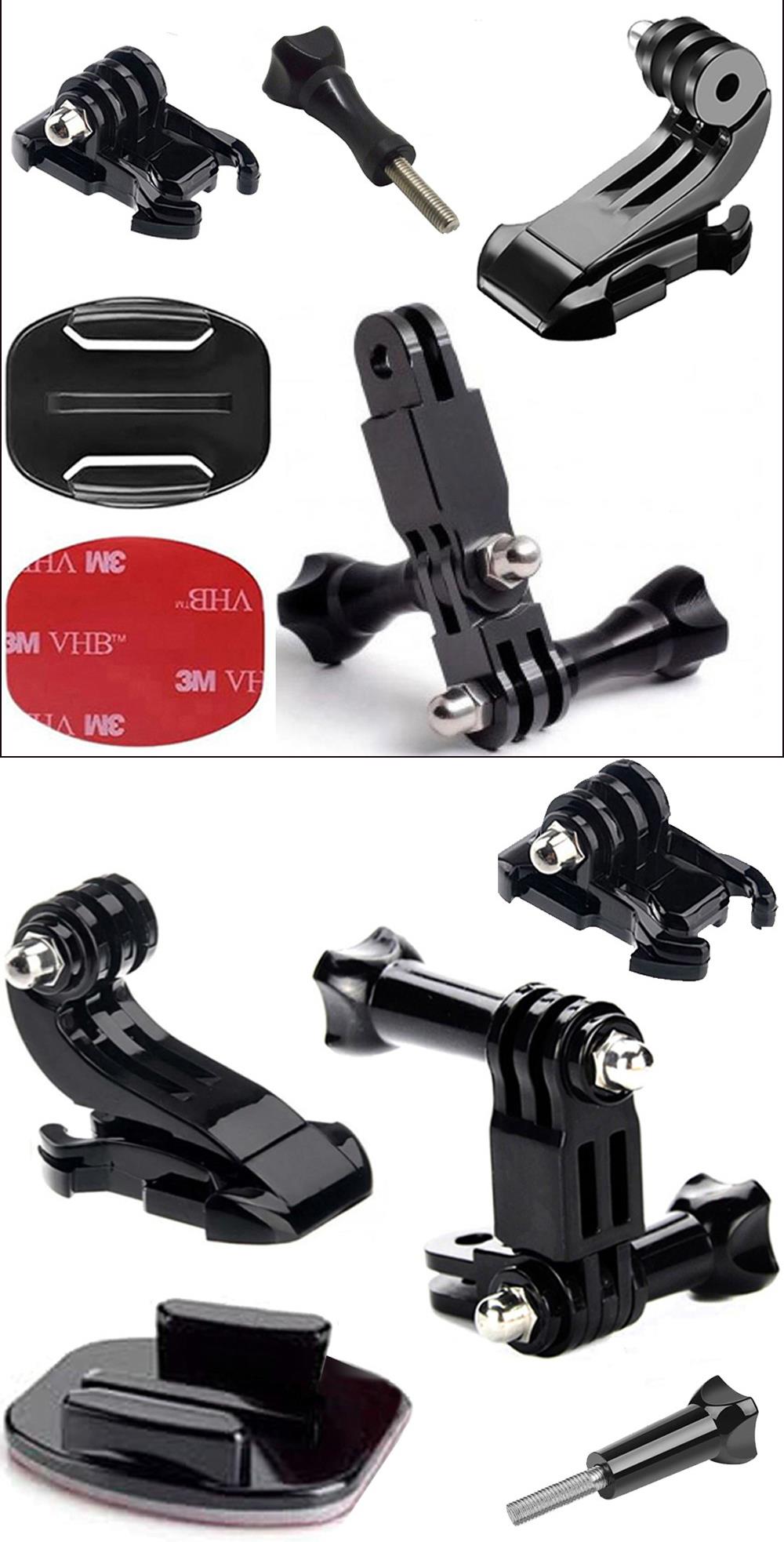 Gplus BS09YVJH 9 Parça Flat Zemin Düz Yüzey Vidalı J-Hook Açılı Hızlı Tak 3 Yollu Aksiyon Kamera Uyumlu 3M Yapışkanlı Motor Kask Bağlantı Seti