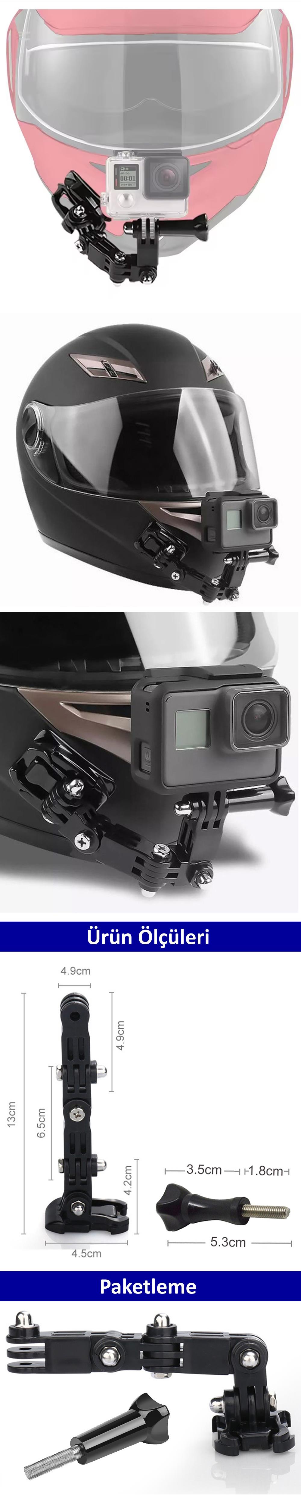 Gplus GP15V 2 Parça Aksiyon Kamera Uyumlu Vidalı 4 Yollu 13cm Hızlı Tak Uzatma Motor Kask Bağlantı Seti