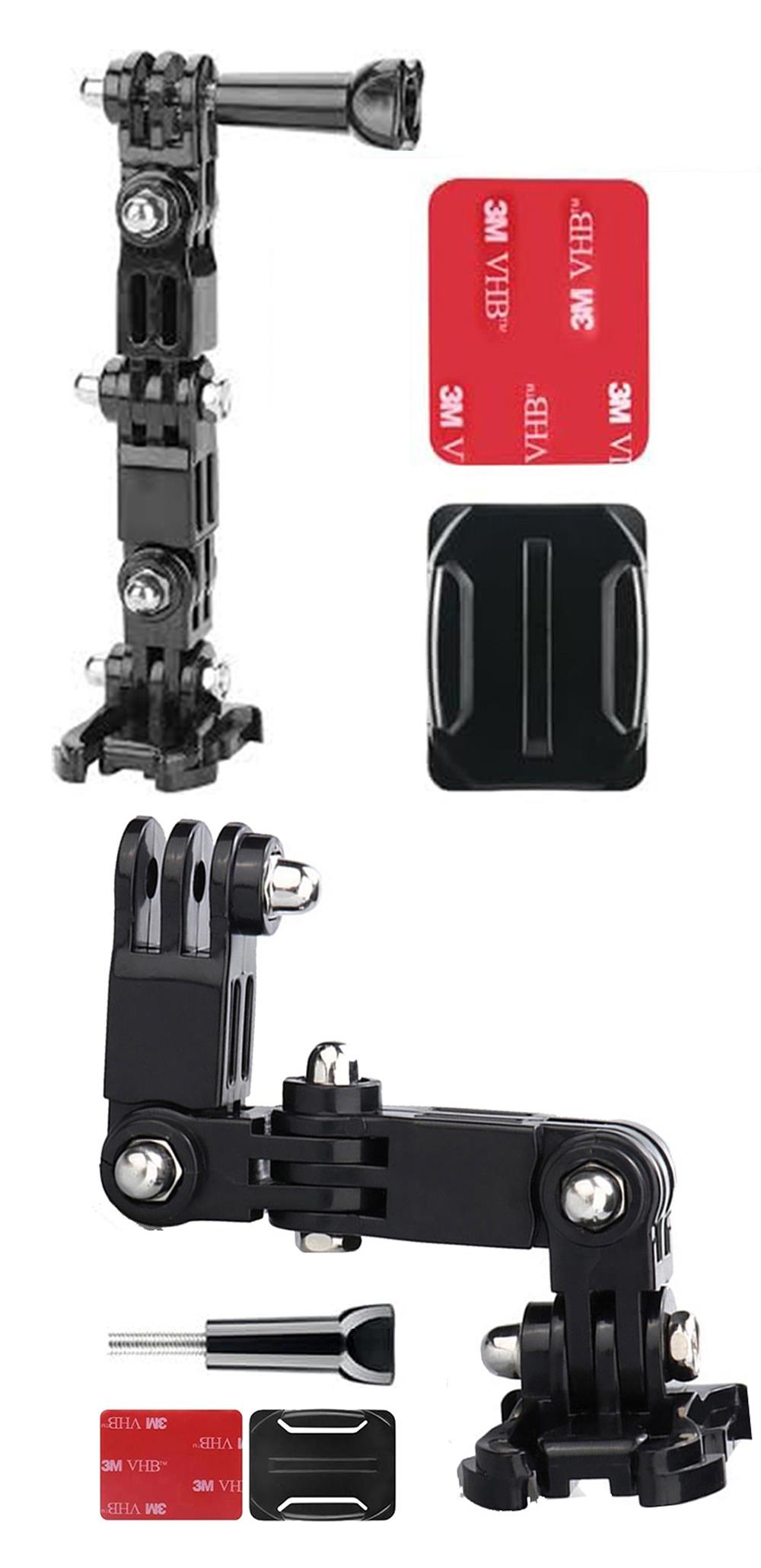 Gplus GP15VK 4 Parça Aksiyon Kamera Uyumlu Oval Zemin Kavisli Yüzey Vidalı 4 Yollu 13 cm Hızlı Tak 3M Yapışkanlı Uzatma Motor Kask Bağlantı Seti