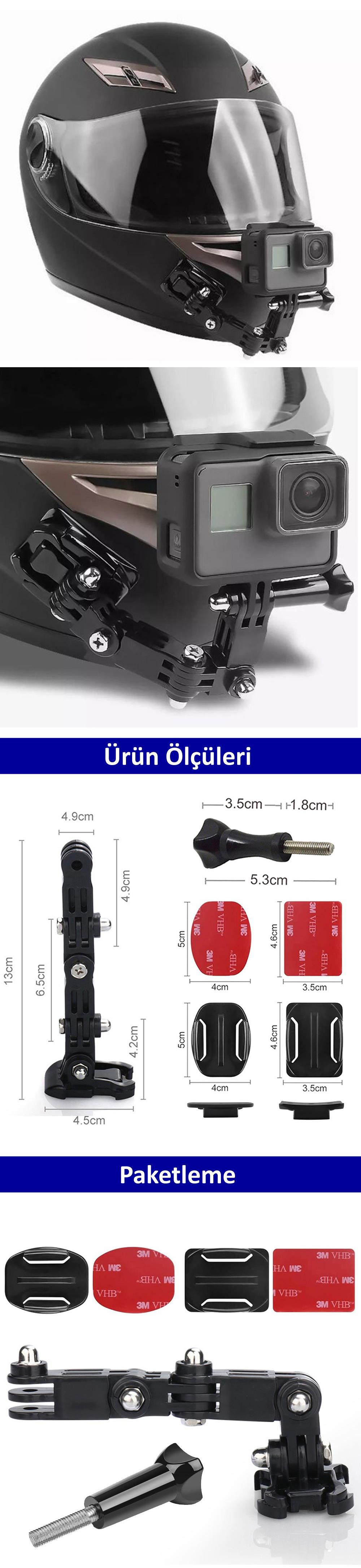 Gplus GP15VKY 6 Parça Aksiyon Kamera Uyumlu Flat Düz Zemin Oval Kavisli Yüzey Vidalı 4 Yollu Hızlı Tak 3M Yapışkan Uzatma Motor Kask Bağlantı Seti