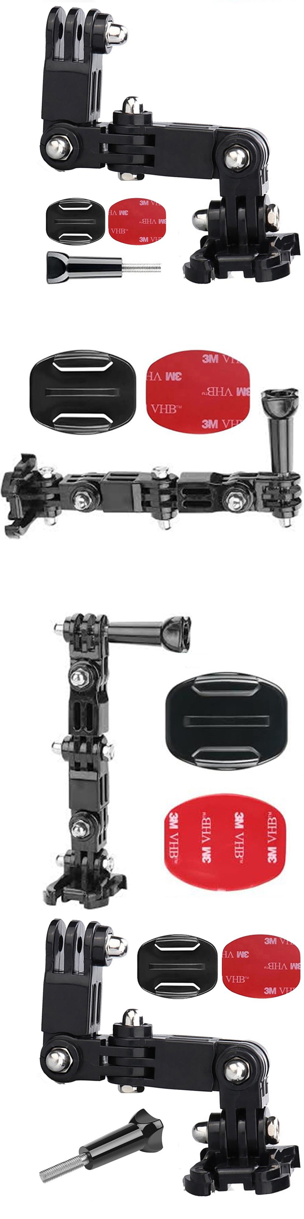 Gplus GP15VY 4 Parça Aksiyon Kamera Uyumlu Flat Zemin Düz Yüzey Vidalı 4 Yollu Hızlı Tak 3M Yapışkan Uzatma Motor Kask Bağlantı Seti