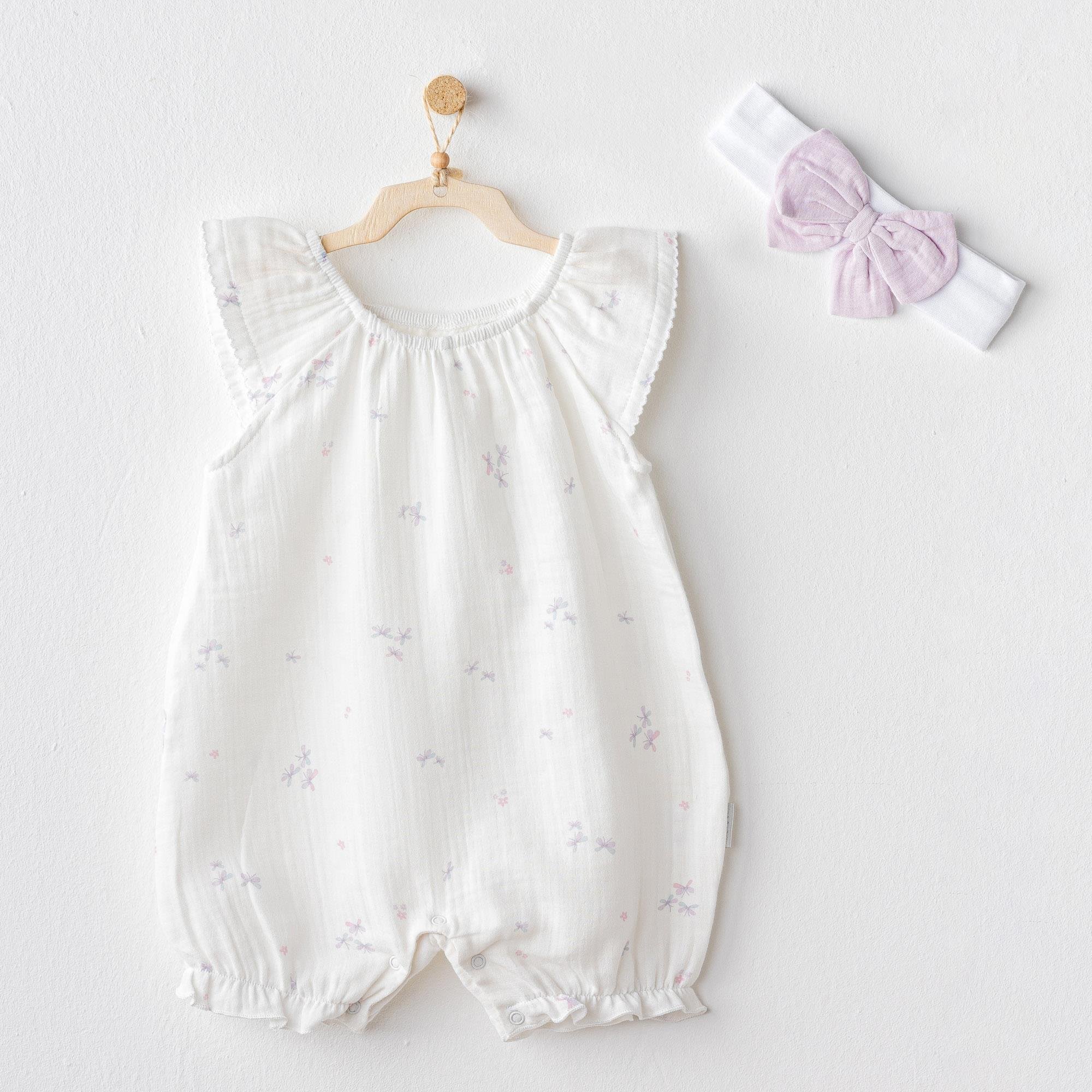 Andywawa AC25573 Magical Butterfly Müslin Bebek Tulum Takım White