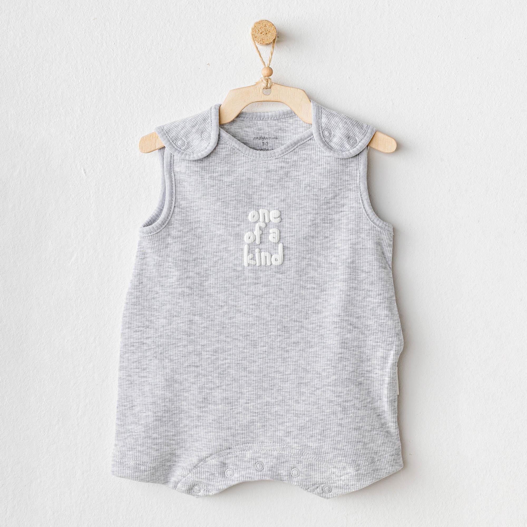 Andywawa AC25895 Romper Basic Bebek Tulum Grey Melange