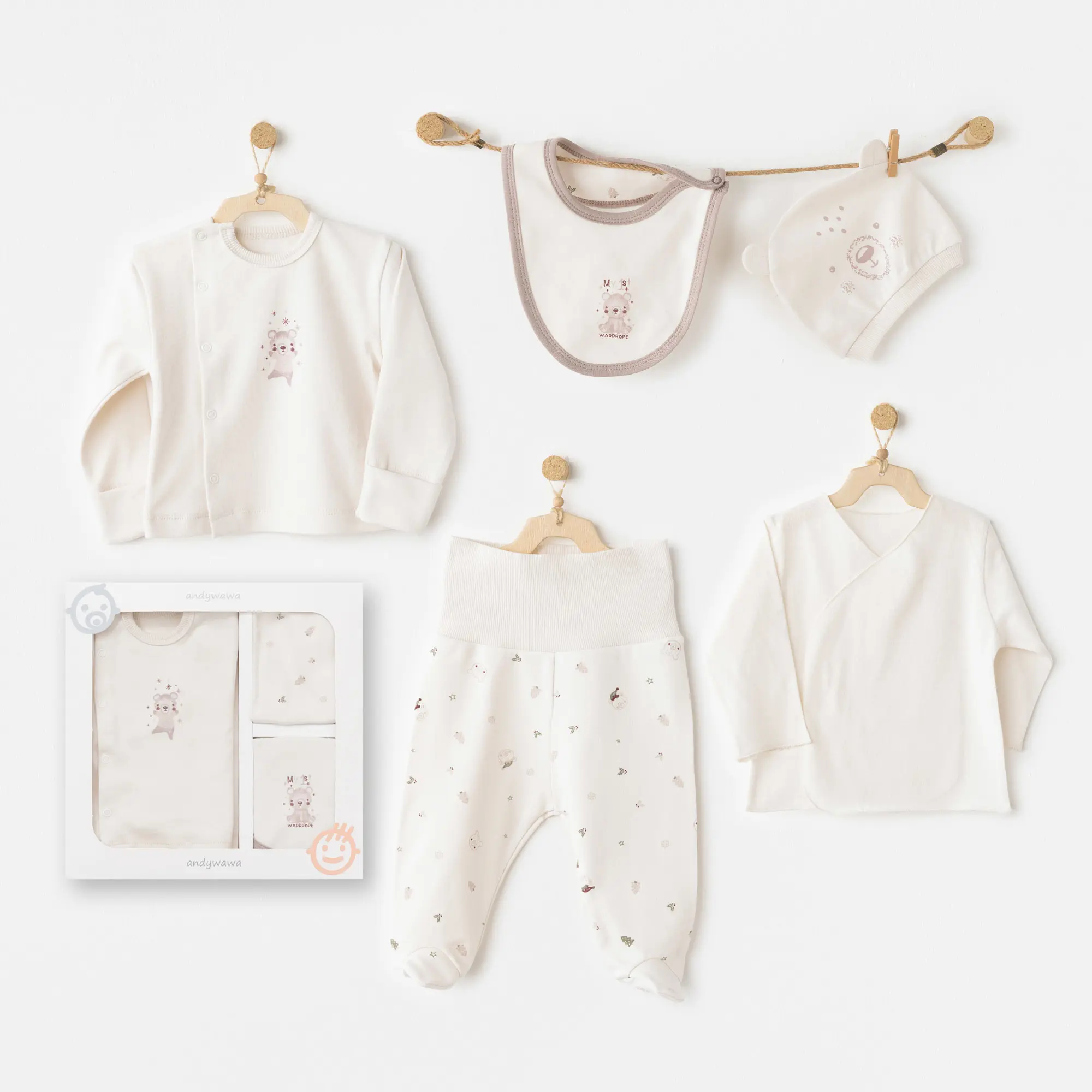 Andywawa AC26180 My 1 St Wardrobe 5'li Hastane Çıkışı Ekru