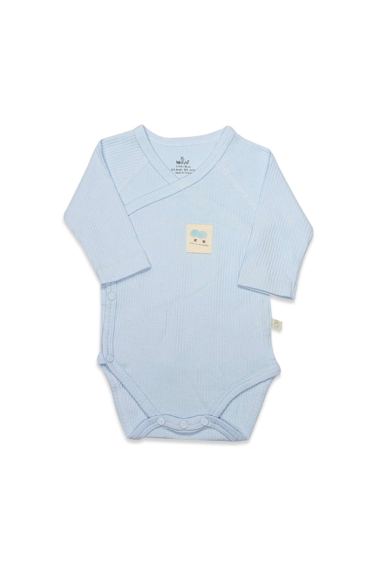 Bistyle Organic Modal Flying Balloons Kruvaze Uzun Kol Body BS17121 Mavi