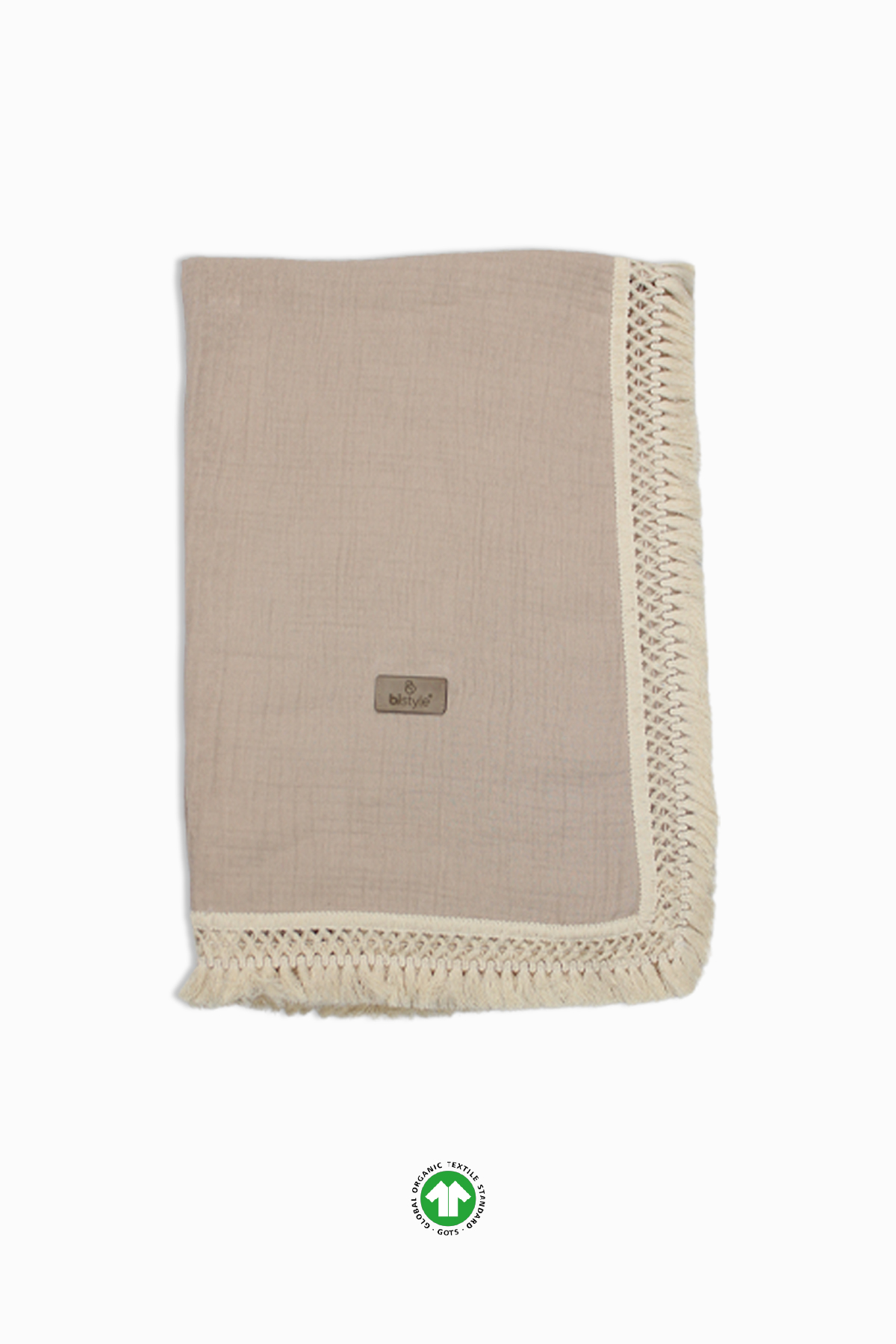 Bistyle Organik Müslin 80x90 Fistolu Battaniye 70112 Bej