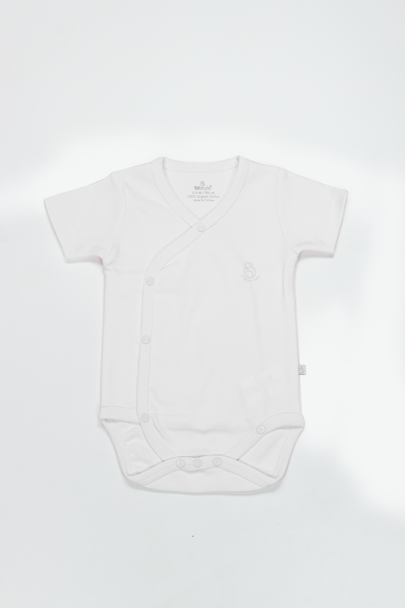 Bistyle Organik Natural Basic Style Kruvaze Yarım Kol Body BS17101 Beyaz