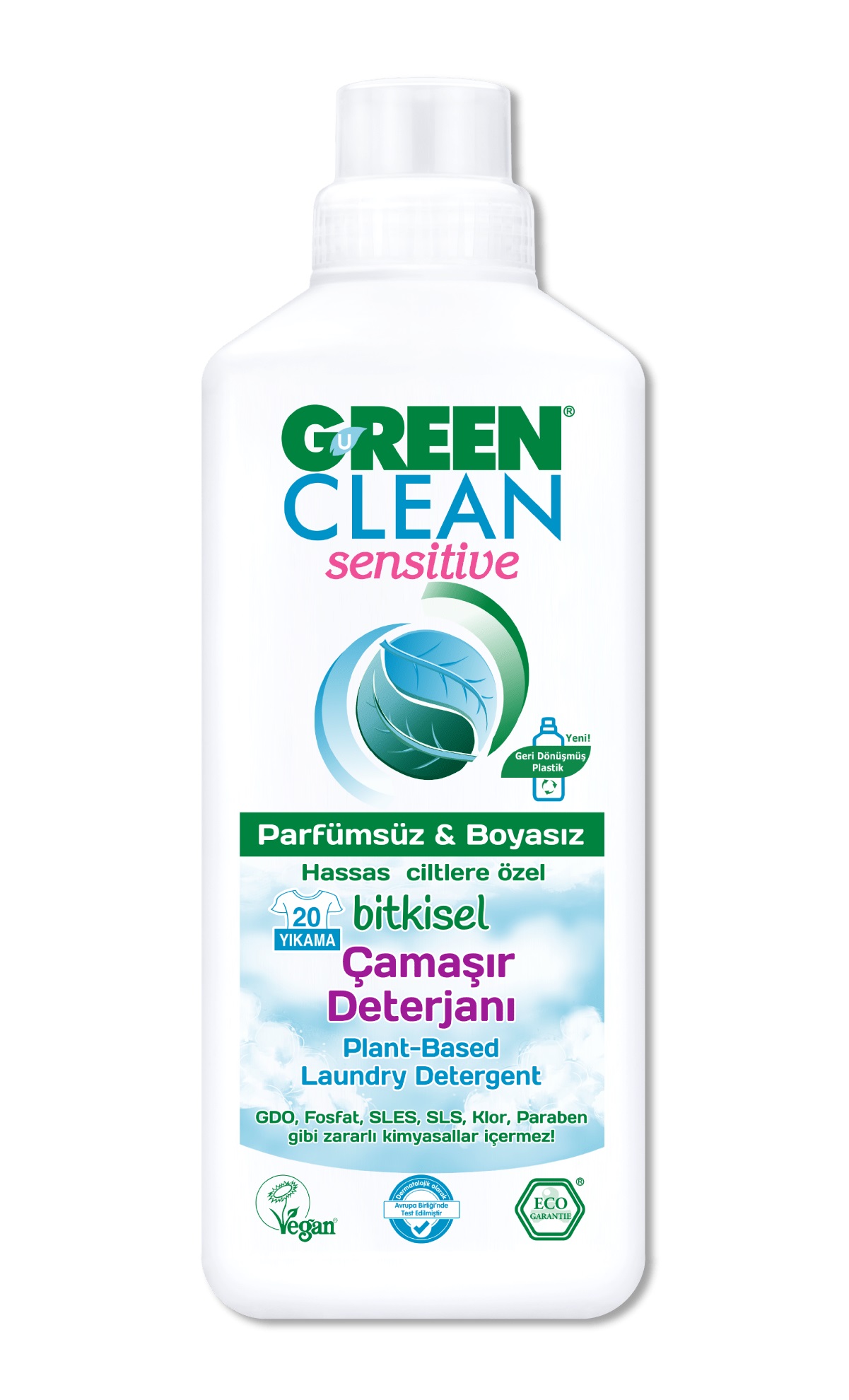 Green Clean Sensitive Parfümsüz Bitkisel Çamaşır Deterjanı 1000 ml