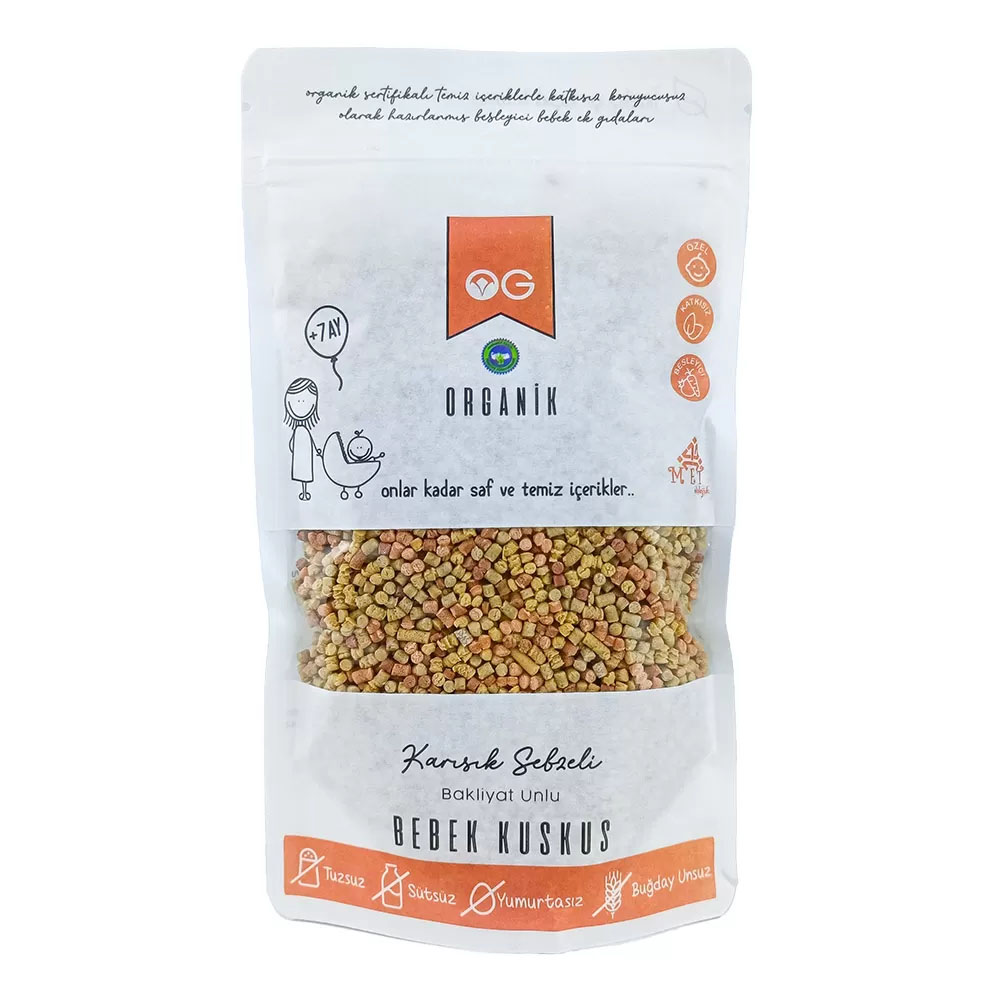 OG Natural Organik Karışık Sebzeli Bakliyat Unlu Bebek Kuskus 250 Gr
