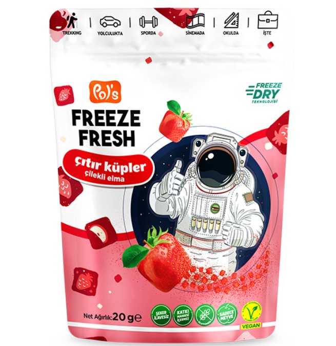 Pol’s Freeze Fresh Çıtır Küpler Çilek Elma 20 Gr