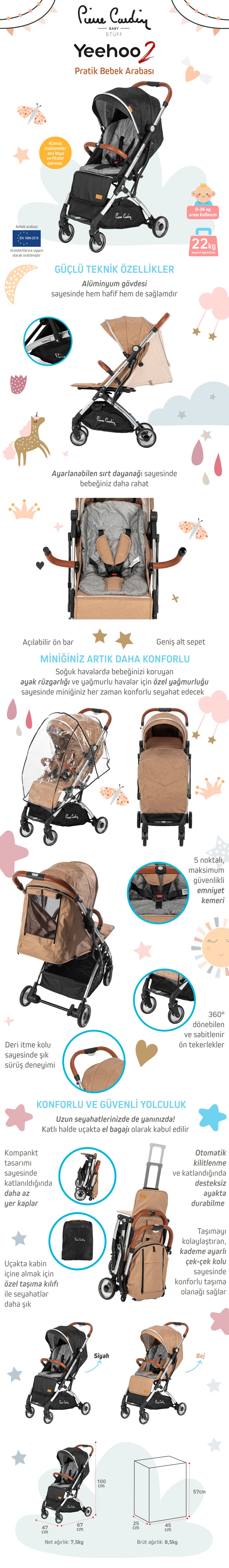 Pierre Cardin Yehoo2 Kabin Bebek Arabası