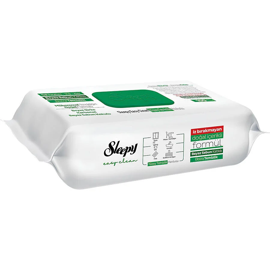 Sleepy Premium Yüzey Temizlik Havlusu 100 Adet Beyaz Sabun
