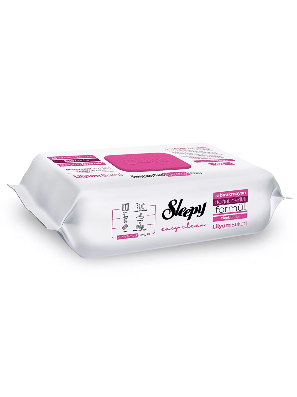 Sleepy Yüzey Temizlik Havlusu 100 Adet Lilyum Pembe