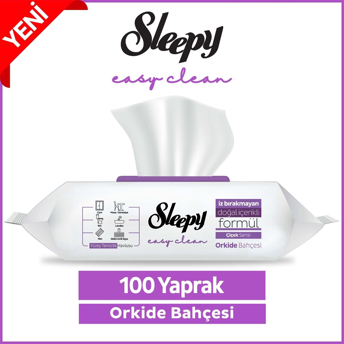 Sleepy Yüzey Temizlik Havlusu 100 Adet Orkide