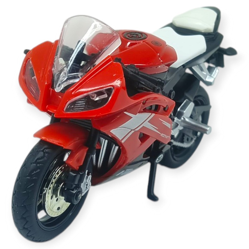 1:18 Ölçekli Model Standlı Motosiklet - Kırmızı - Beyaz