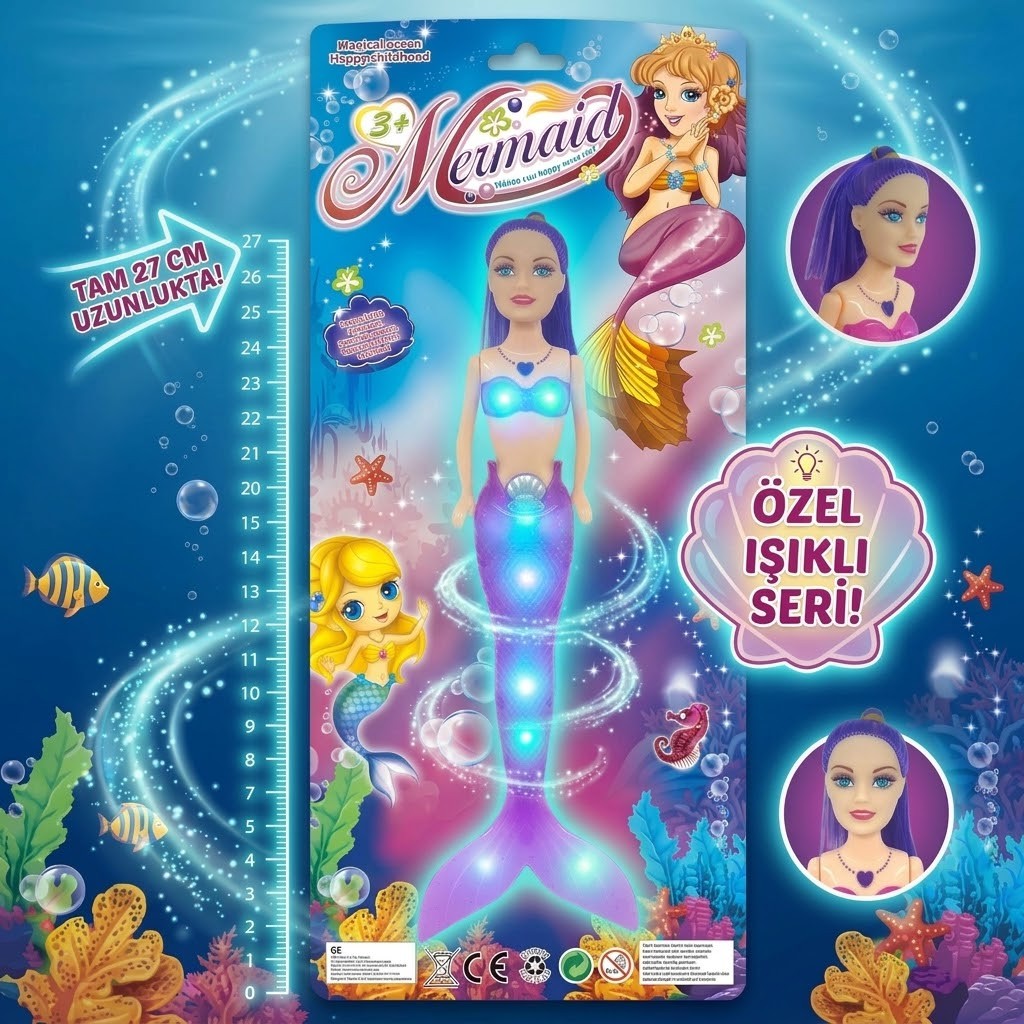 Sihirli Deniz Kızı Işıklı Bebek - Mor