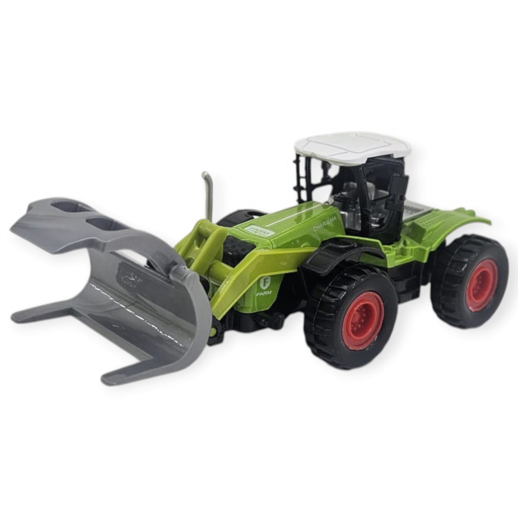 Farm Mini Oyuncak Traktör - 14 cm Basmalı Balya Yükleyici Çiftlik Aracı