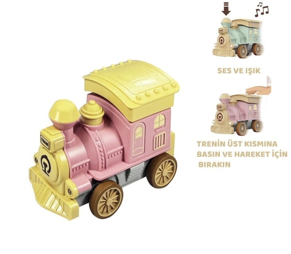 Oyuncak Tren Işıklı Sesli Bas Gitsin 14cm - PEMBE - 8068A