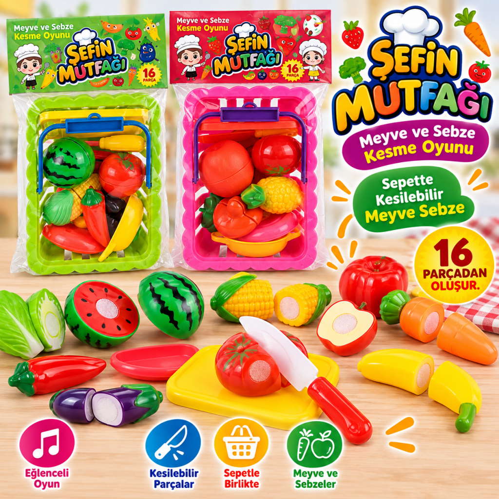 01-2033 SEPETLİ KESME SET OYUNCAK KESİLEBİLİR MEYVE SEBZE (adet fiyatıdır)