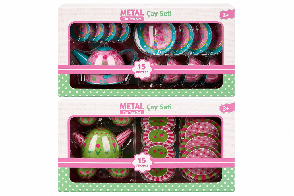 02169 Metal Oyuncak Çay Takımı 15 Parça -adet fiyatıdır