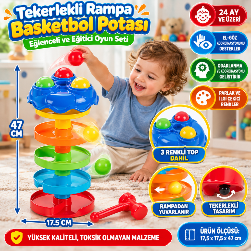 03 652-1020365201001 Çıngıraklı Dönerli Top Oyunu