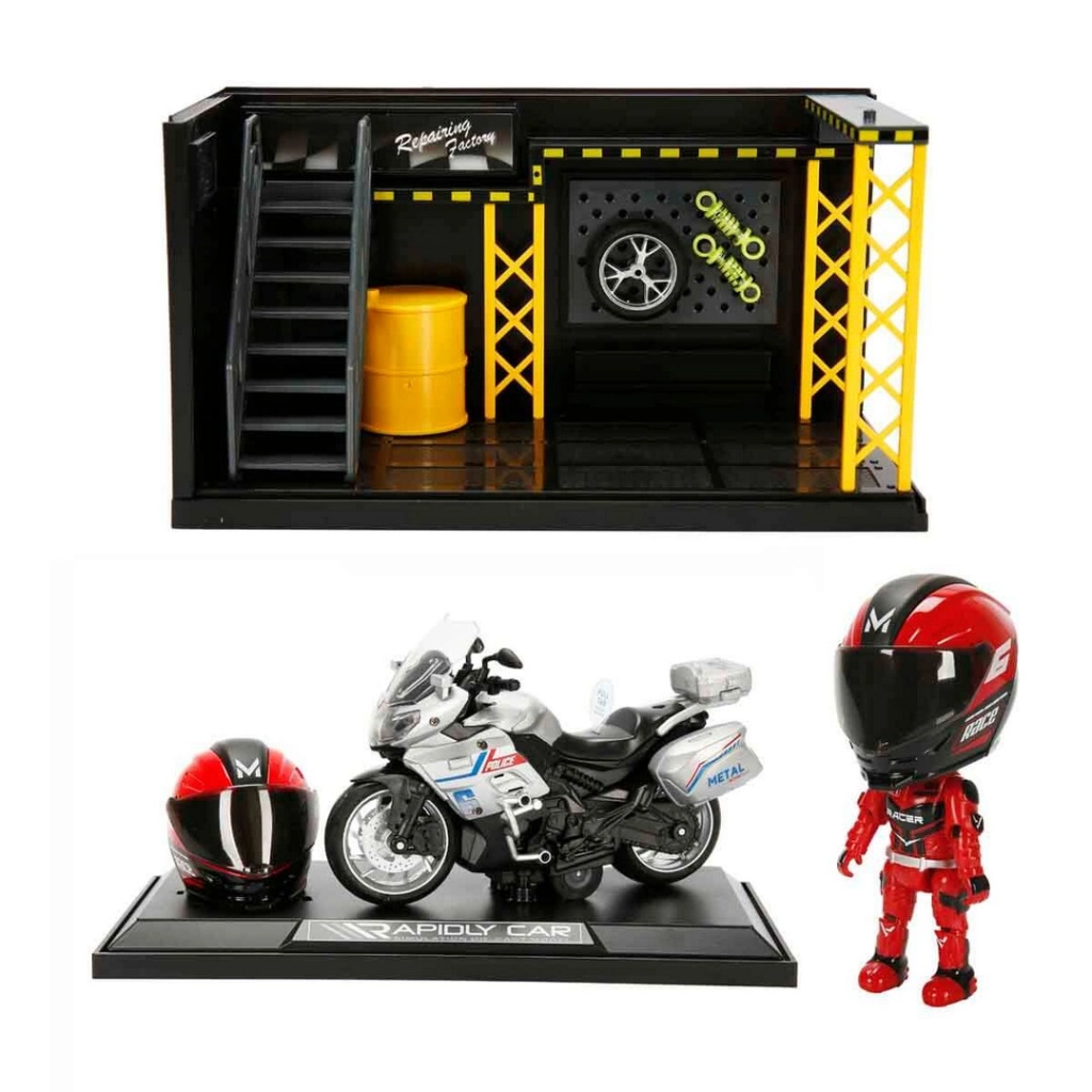 1:12 Sesli ve Işıklı Benelli Polis Die Cast Çek Bırak Motosiklet ve Tamir Atölyesi Seti adet fiyatıdır