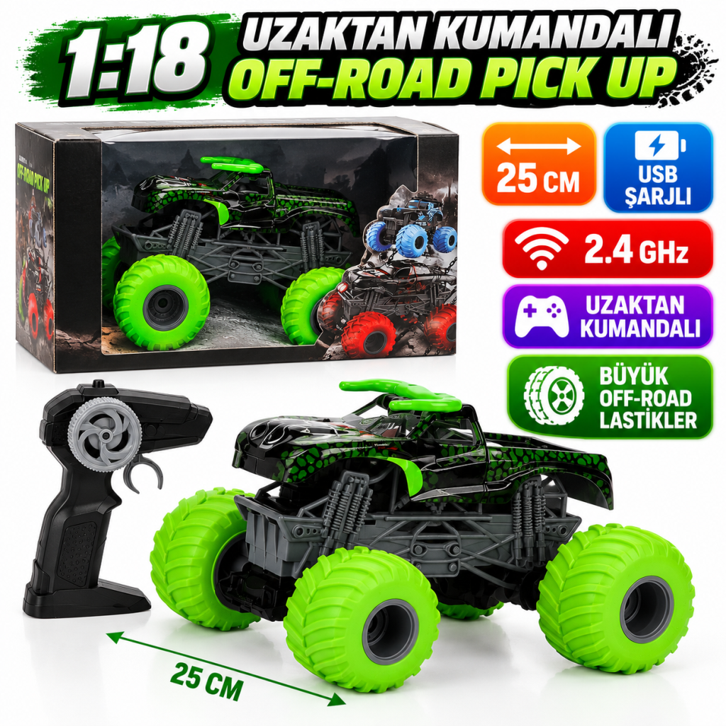1:18 Uzaktan Kumandalı Spirit Beasts Pick Up USB Şarjlı Araba 25 cm