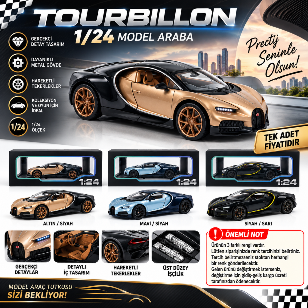 1/24 Tourbillon Model Araba (adet fiyatıdır)