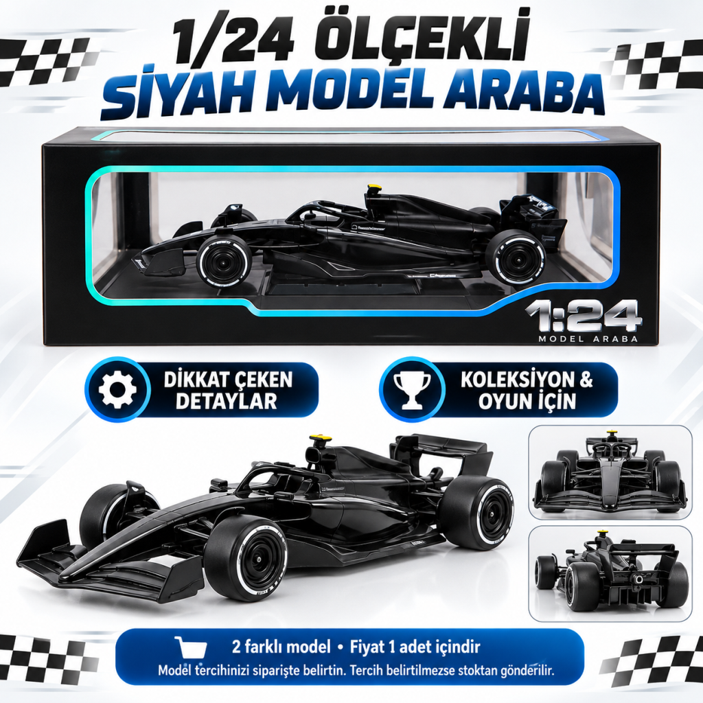 1/24 Formula F1 Siyah Model Araba