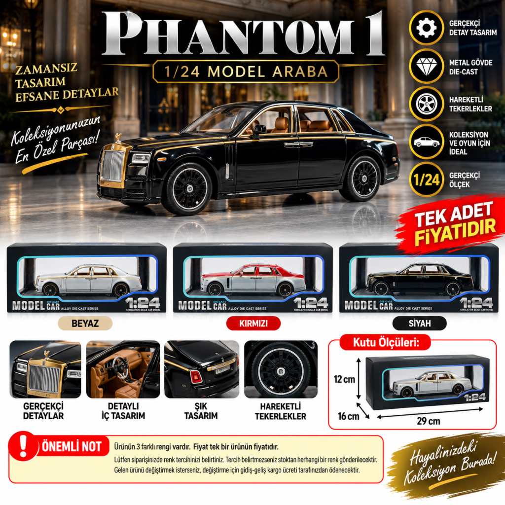 1/24 Phantom 1 Model Araba (adet fiyatıdır)
