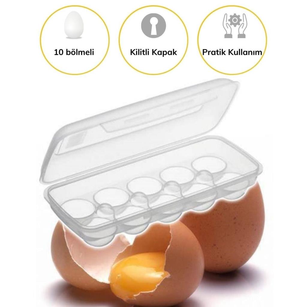 10 Bölmeli Kilitli Kapaklı Yumurtalık Saklama Kutusu YU110 (adet fiyatıdır)