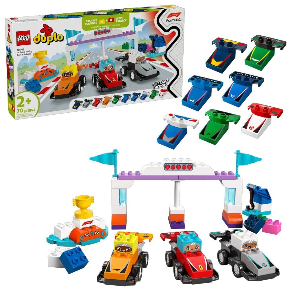 10445 Lego Duplo F1 Takımı Yarış Arabaları ve Sürücüleri 70  parça +2aş