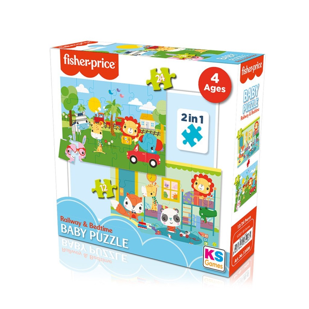 13406 NessiWorld NessiWorld Baby Puzzle - Railway & Bedtime / 12+24 Parça Puzzle / +4 yaş