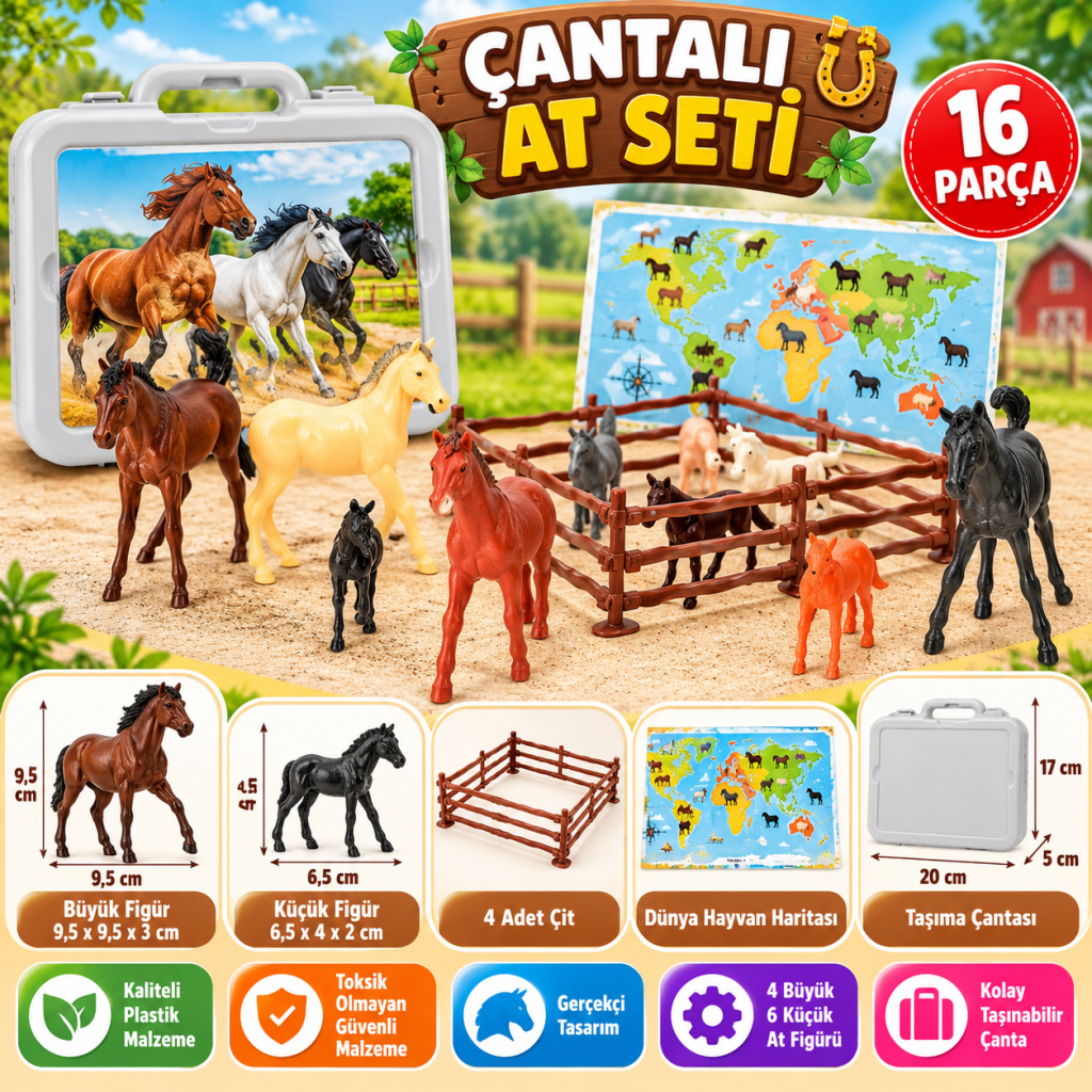 16 Parça Çantalı At Seti