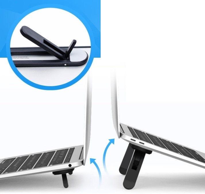2 Kademeli Katlanabilir ve Yapışkanlı Laptop Standı Siyah
