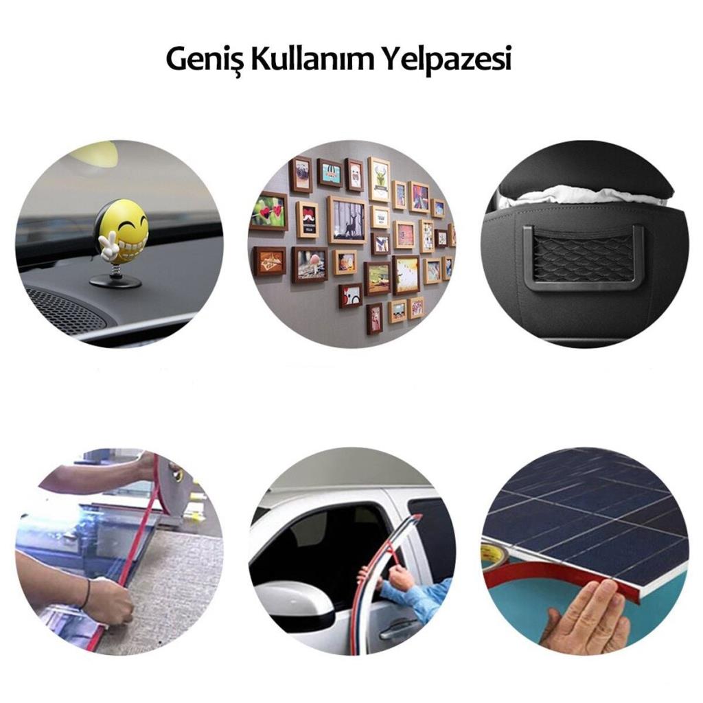2 Metre Güçlü Yapışkanlı Çift Taraflı Slikon Pratik Şeffaf Bant (adet fiyatıdır)