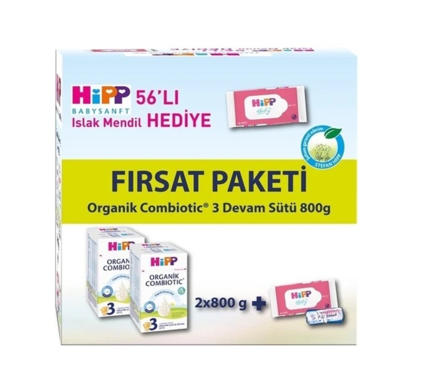 3 Organik Combiotic Bebek Sütü 800 Gr X2 Islak Mendil Hediyeli