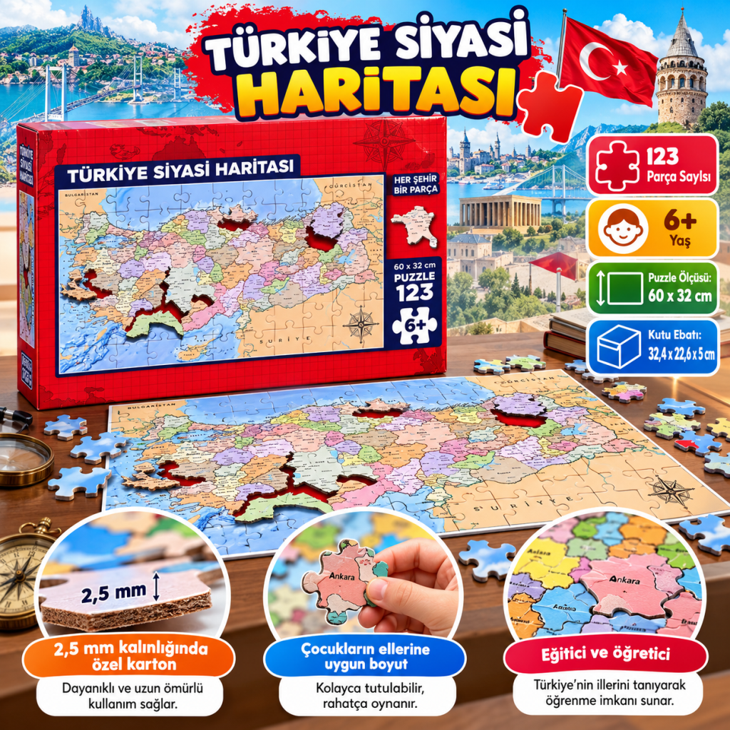 31749 Puzzle 123 Türkiye Siyasi Haritası
