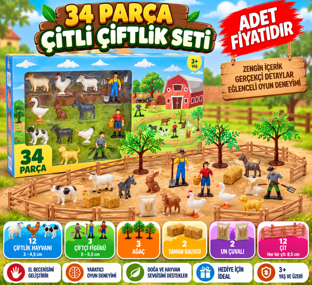 34 Parça Çitli Çiftlik Seti
