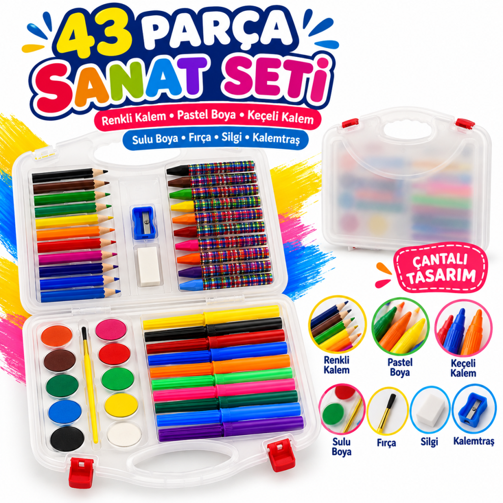 43 Parça Çantalı Sanat Seti