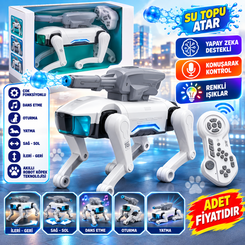 4D-Y16 KUMAND.ÇOK FONKS.AKILLI MEKANİK KÖPEK YAPAY ZEKA DESTEKLİ OYUNCAK