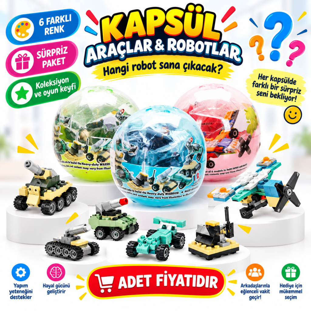 5245 KAPSÜL ARAÇLAR VE ROBOTLAR SÜRPRİZ PAKET 24D (adet fiyatıdır)