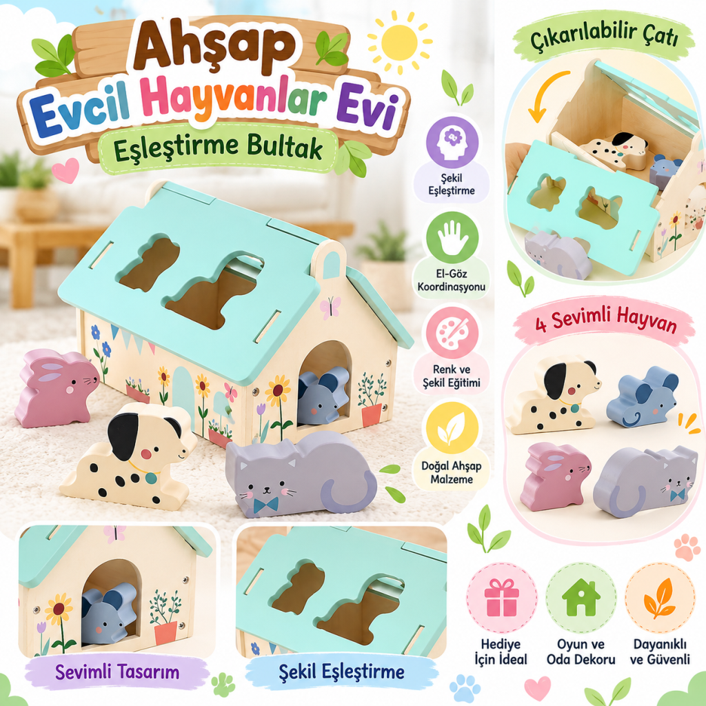 Ahşap Evcil Hayvanlar Evi Eşleştirme Bultak