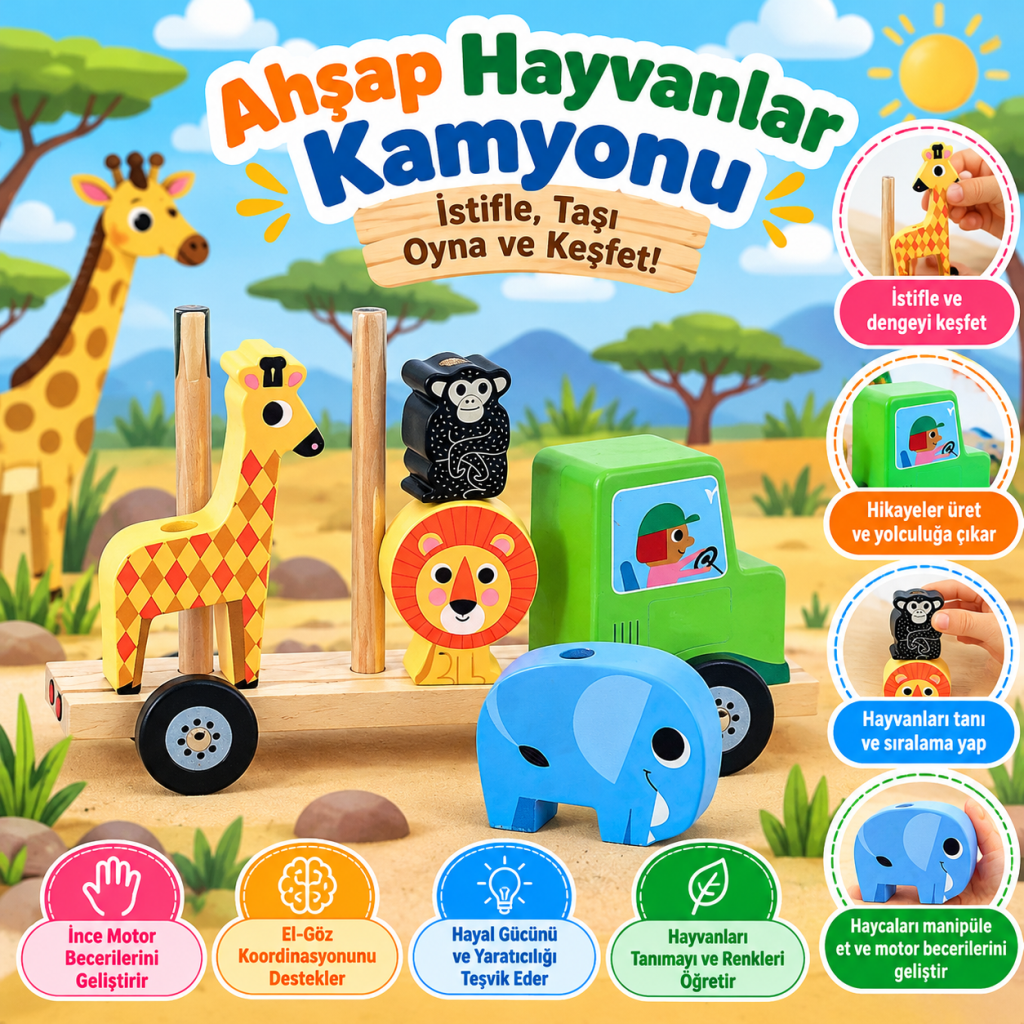 Ahşap Hayvanlar Kamyonu