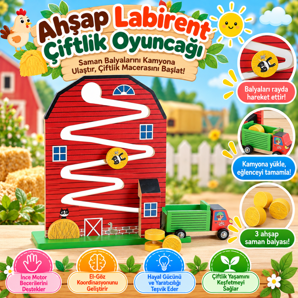 Ahşap Labirent Çiftlik Oyuncağı