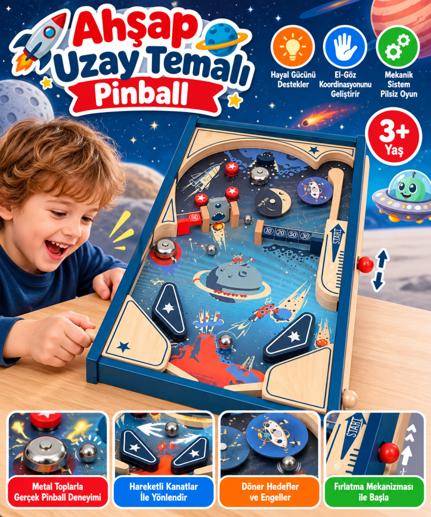 Ahşap Uzay Temalı Pinball
