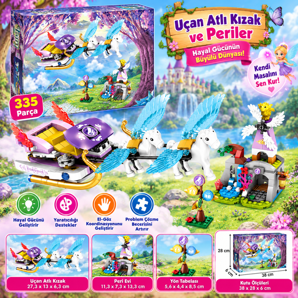 Fairy  Parça Uçan Atlı Kızak ve Periler