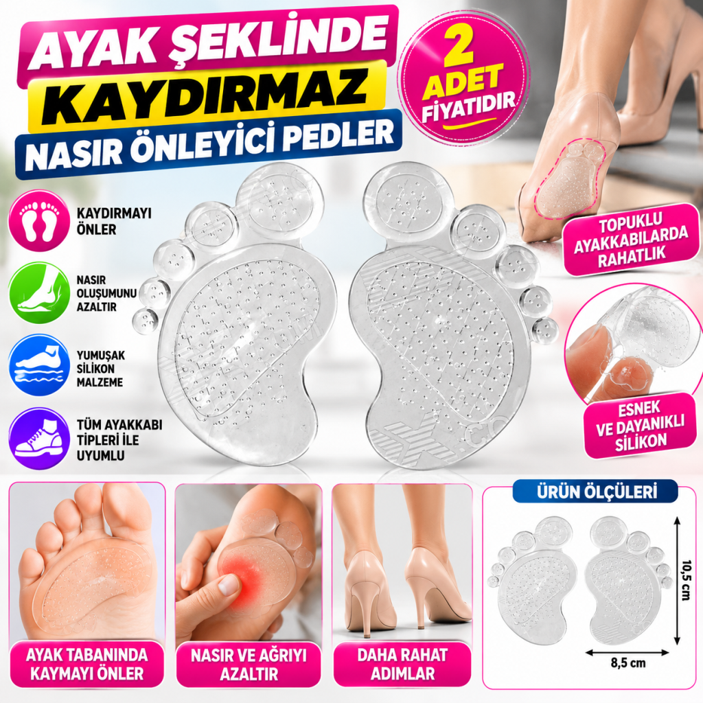 Ayakkabı İçi Ayak Kaydırmaz Dolgulu Rahat Silikon Pedi Tabanlığı