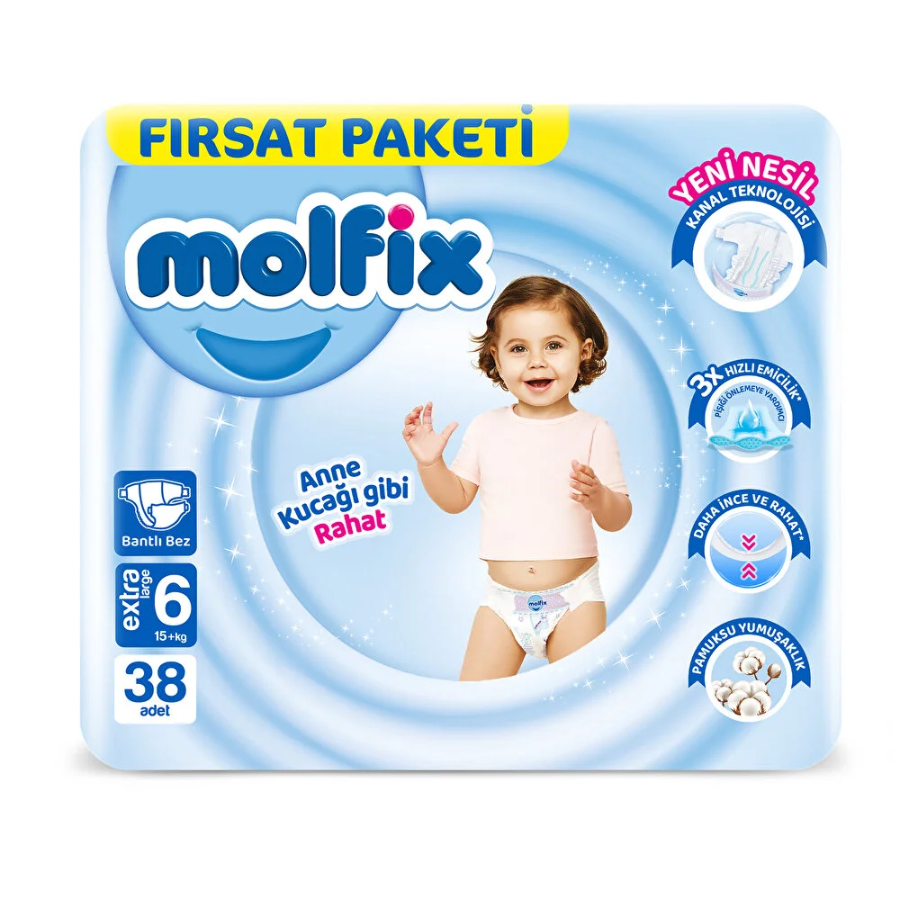 Bebek Bezi Fırsat Paketi 6 Beden 15+ Kg 38 Adet